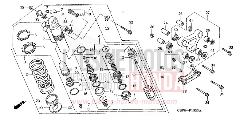 KISSEN, HINTEN von CR85R "Big Wheel" EXTREME RED (R292) von 2004